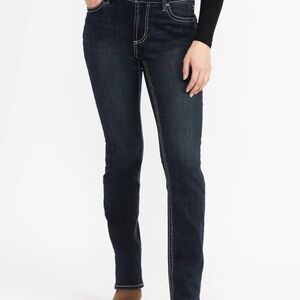 Warehouse One-Dark Indigo Straight Leg Mid Rise Jeans-Classic-Size 28